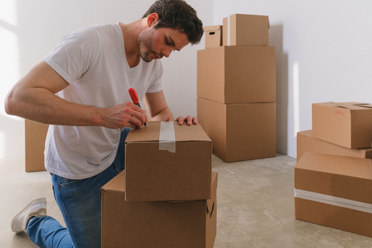 Cajas de mudanza apiladas